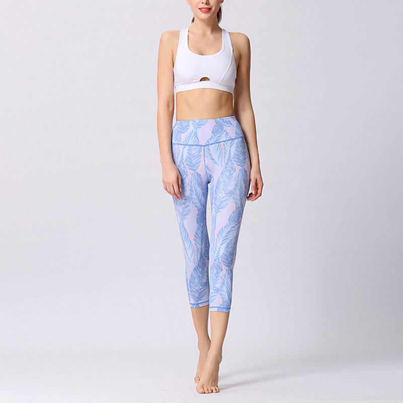 Buddha Stones Leaves Butterfly Print Sports Yoga Cropped Leggings Women's Yoga Capri Pants - image 13