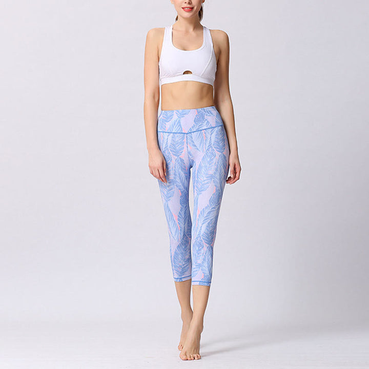 Buddha Stones Leaves Butterfly Print Sports Yoga Cropped Leggings Women's Yoga Capri Pants - image 13
