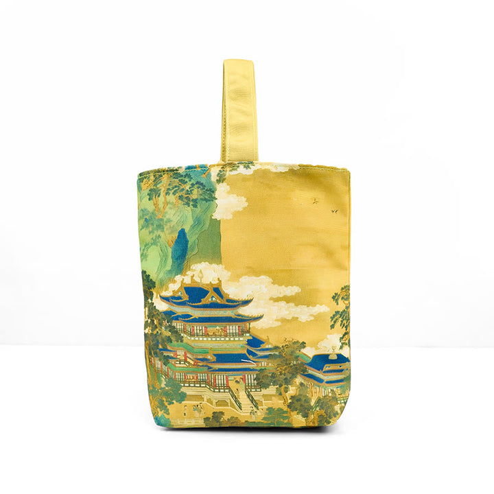 Buddha Stones Immortal Pavilions Roses Canvas Handbag - image 2