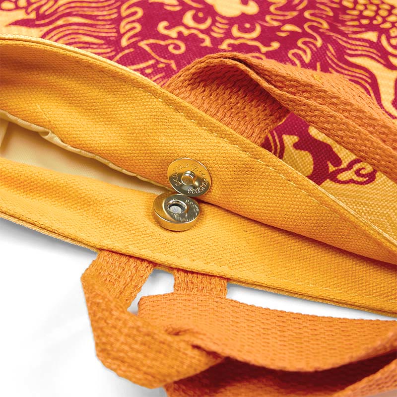 Buddha Stones Chinese Dragon Persimmon Canvas Handbag