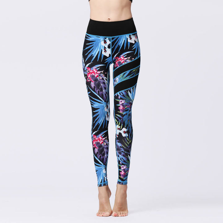 Buddha Stones Flower Petal Leaves Print Sports Exercise Fitness High Waist Leggings Women's Yoga Pants