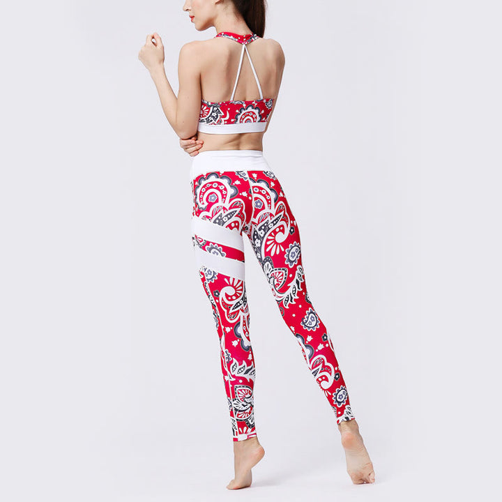 Buddha Stones Flower Petal Leaves Print Sports Exercise Fitness High Waist Leggings Women's Yoga Pants - image 39