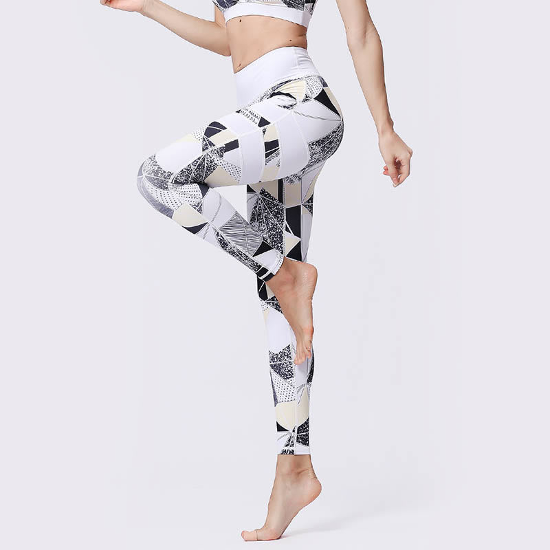 Buddha Stones Flower Petal Leaves Print Sports Exercise Fitness High Waist Leggings Women's Yoga Pants - image 44