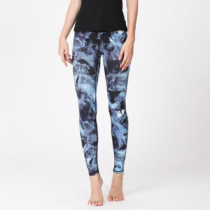 Buddha Stones Mist Leaves Print Sports Exercise Fitness Leggings Women's Yoga Pants - image 2