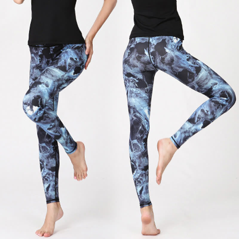 Buddha Stones Mist Leaves Print Sports Exercise Fitness Leggings Women's Yoga Pants