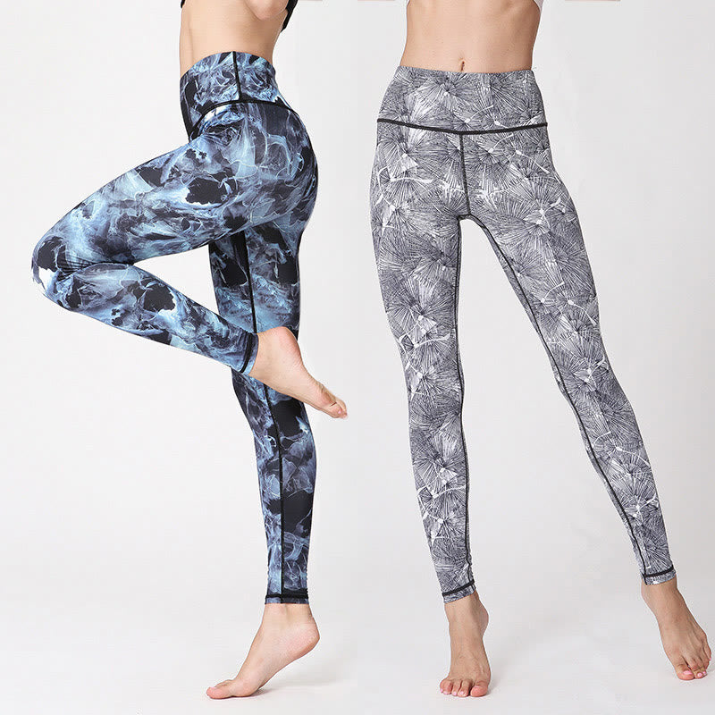 Buddha Stones Mist Leaves Print Sports Exercise Fitness Leggings Women's Yoga Pants - image 0