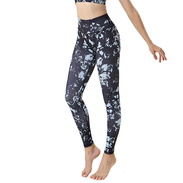 Buddha Stones Spots Maple Leaf Print Sports Exercise Fitness High Waist Leggings Women's Yoga Pants