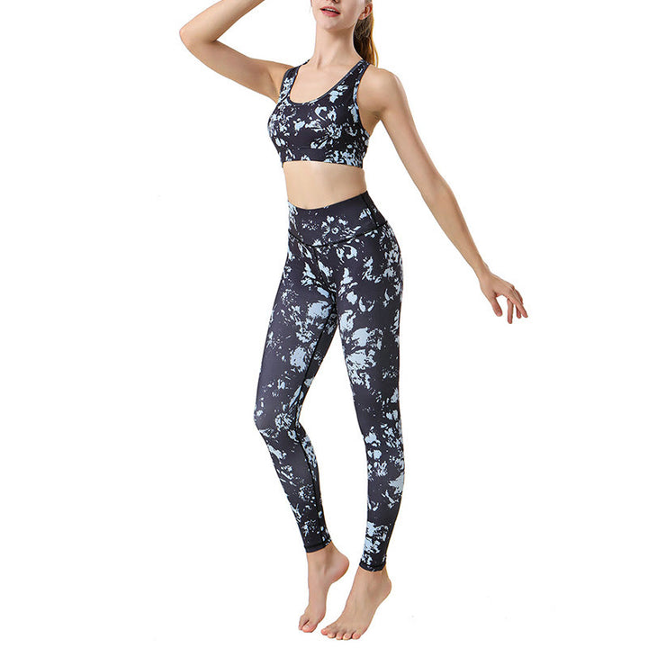 Buddha Stones Spots Maple Leaf Print Sports Exercise Fitness High Waist Leggings Women's Yoga Pants