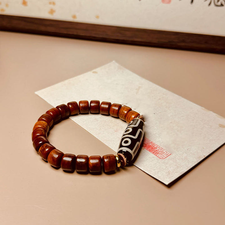 Buddha Stones Tibetan Bone Beads Nine-Eye Dzi Bead Protection Bracelet