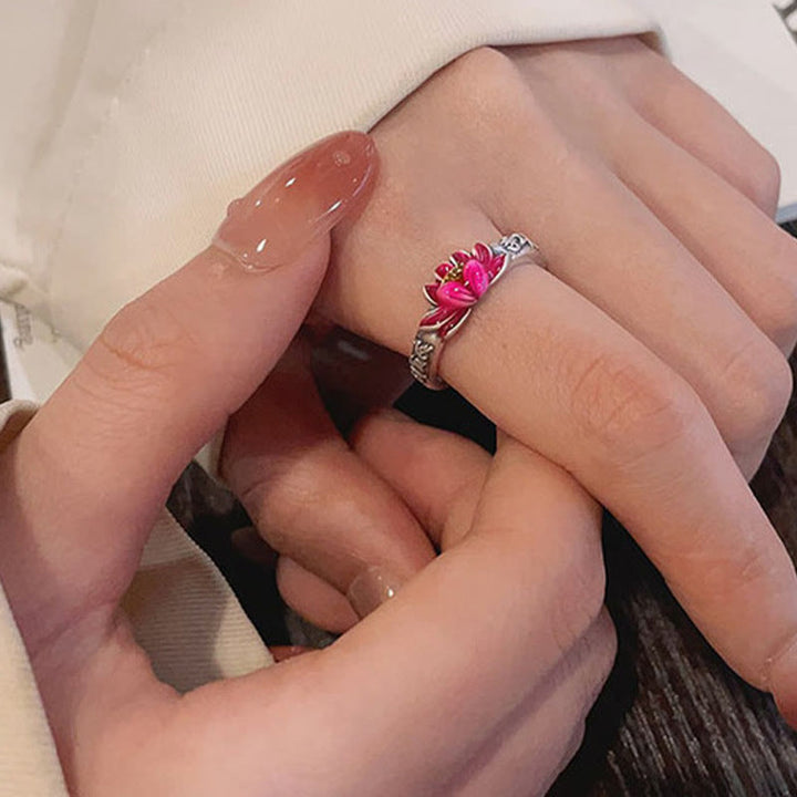 Buddha Stones 925 Sterling Silver Om Mani Padme Hum Lotus Relief Peace Ring - image 10