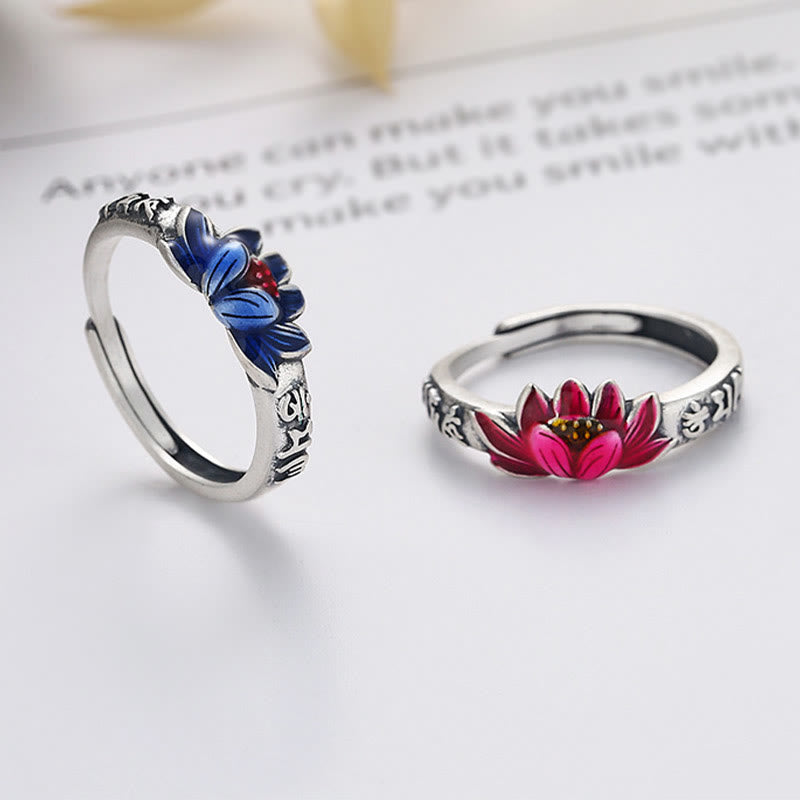 Buddha Stones 925 Sterling Silver Om Mani Padme Hum Lotus Relief Peace Ring - image 0