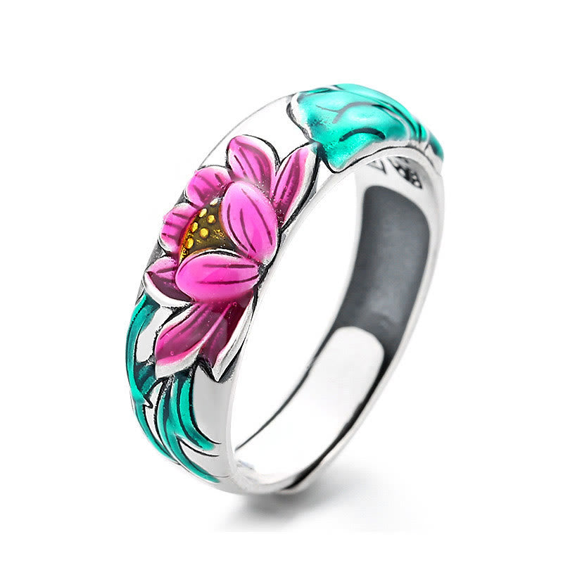 Buddha Stones 925 Sterling Silver Lotus Flower Heart Sutra Enlightenment Ring - image 7