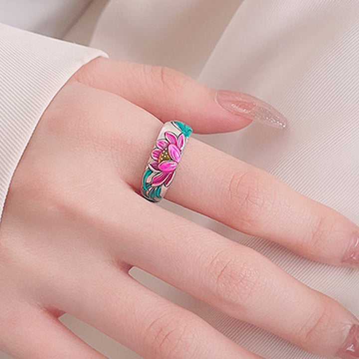 Buddha Stones 925 Sterling Silver Lotus Flower Heart Sutra Enlightenment Ring - image 8