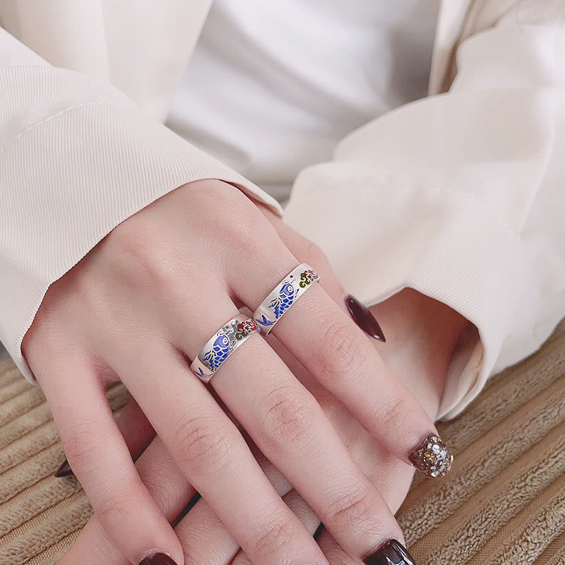 Buddha Stones 925 Sterling Silver Lucky Koi Fish Auspicious Clouds Wealth Ring - image 9