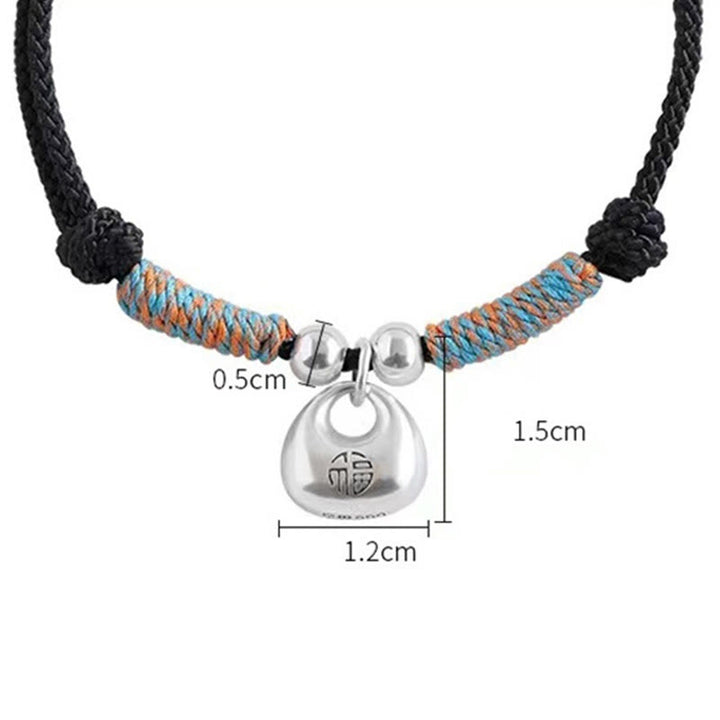 Buddha Stones Handmade 925 Sterling Silver Fu Character Safe And Well Luck Braided Bracelet - image 3