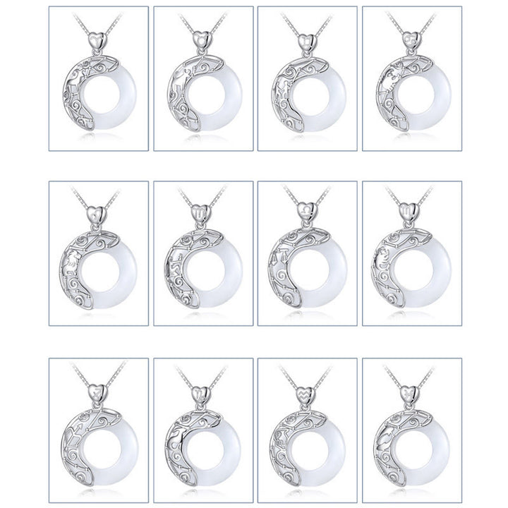 Buddha Stones 925 Sterling Silver 12 Constellations of the Zodiac Cat's Eye Love Support Necklace Pendant