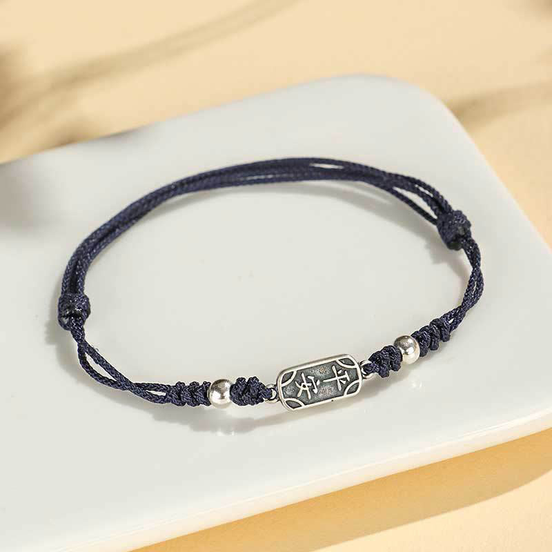 Buddha Stones Handmade 925 Sterling Silver Peace And Joy Safe Well Protection Braided Bracelet - Navy Blue Rope(Wrist Circumference 14-16cm) - image 31