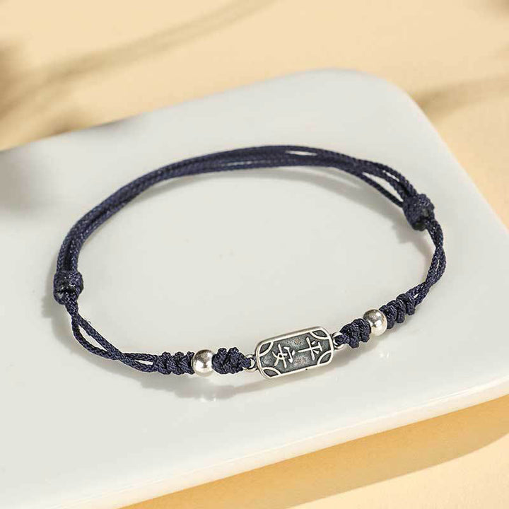 Buddha Stones Handmade 925 Sterling Silver Peace And Joy Safe Well Protection Braided Bracelet - Navy Blue Rope(Wrist Circumference 14-16cm) - image 31