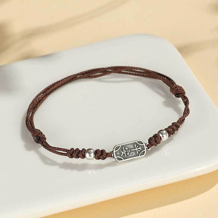 Buddha Stones Handmade 925 Sterling Silver Peace And Joy Safe Well Protection Braided Bracelet - Brown Rope(Wrist Circumference 14-16cm) - image 20
