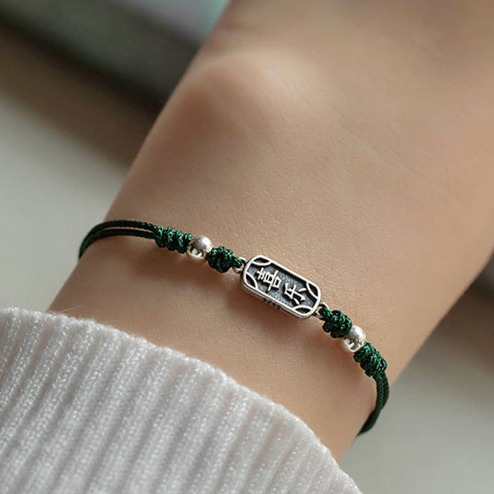 Buddha Stones Handmade 925 Sterling Silver Peace And Joy Safe Well Protection Braided Bracelet