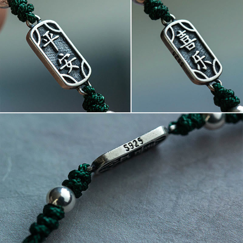 Buddha Stones Handmade 925 Sterling Silver Peace And Joy Safe Well Protection Braided Bracelet - image 25
