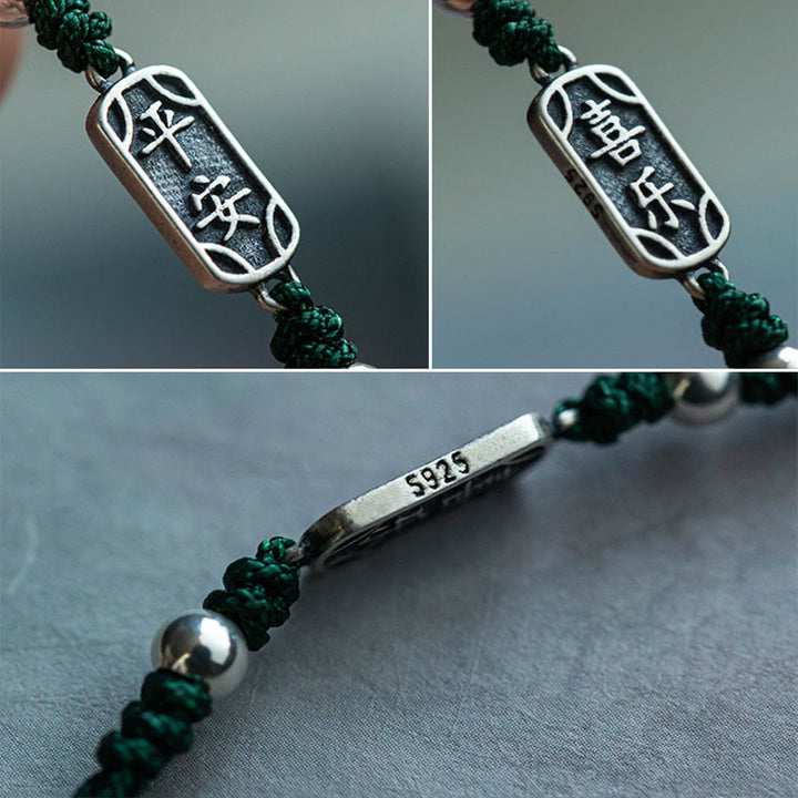 Buddha Stones Handmade 925 Sterling Silver Peace And Joy Safe Well Protection Braided Bracelet - image 25