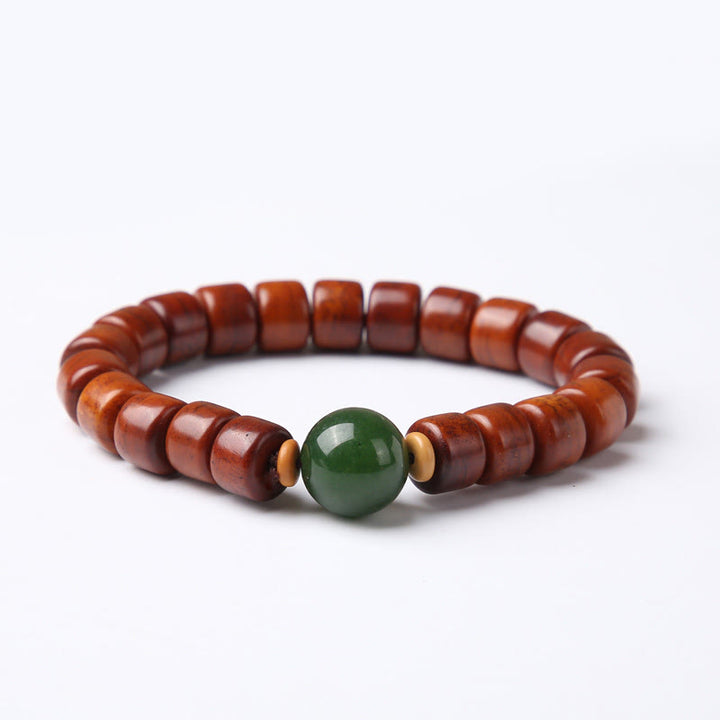 Buddha Stones Tibetan Bone Beads Three-Eyed Dzi Bead Sheep Horn Red Agate Strength Bracelet