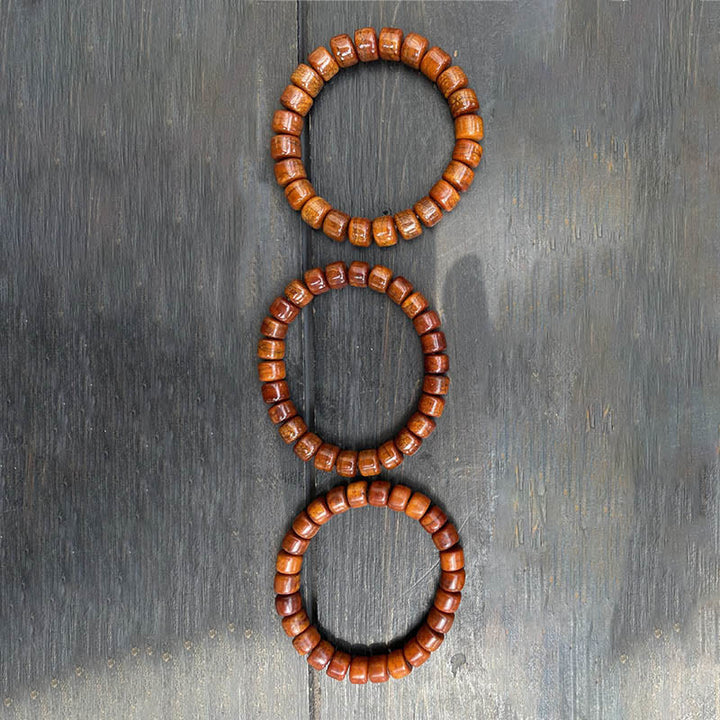 Buddha Stones Tibetan Bone Beads Three-Eyed Dzi Bead Sheep Horn Red Agate Strength Bracelet