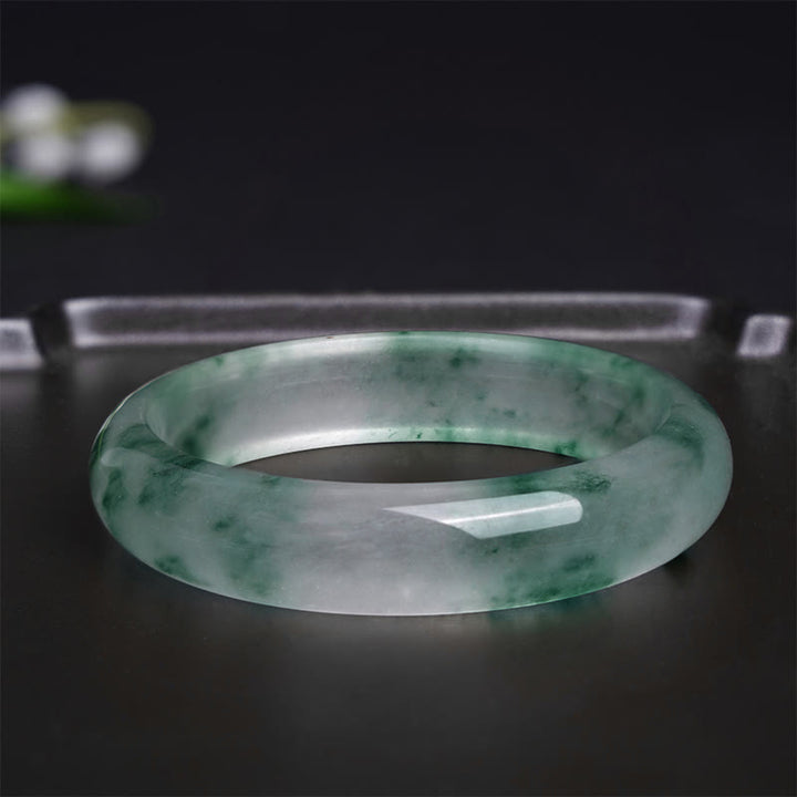 Buddha Stones Natural Jade Floating Flower Luck Bracelet Bangle - image 3