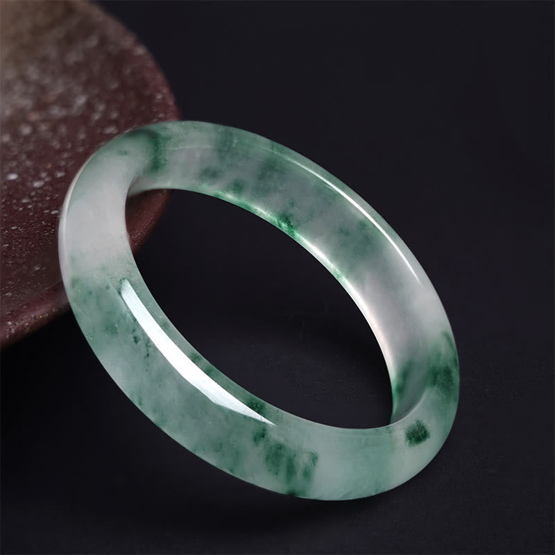 Buddha Stones Natural Jade Floating Flower Luck Bracelet Bangle - 64mm - image 1
