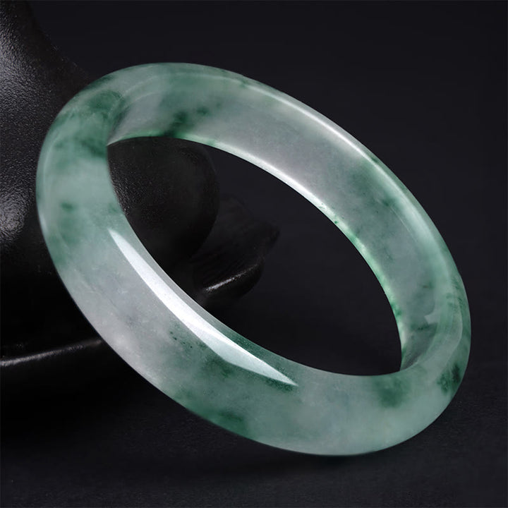 Buddha Stones Natural Jade Floating Flower Luck Bracelet Bangle - image 8