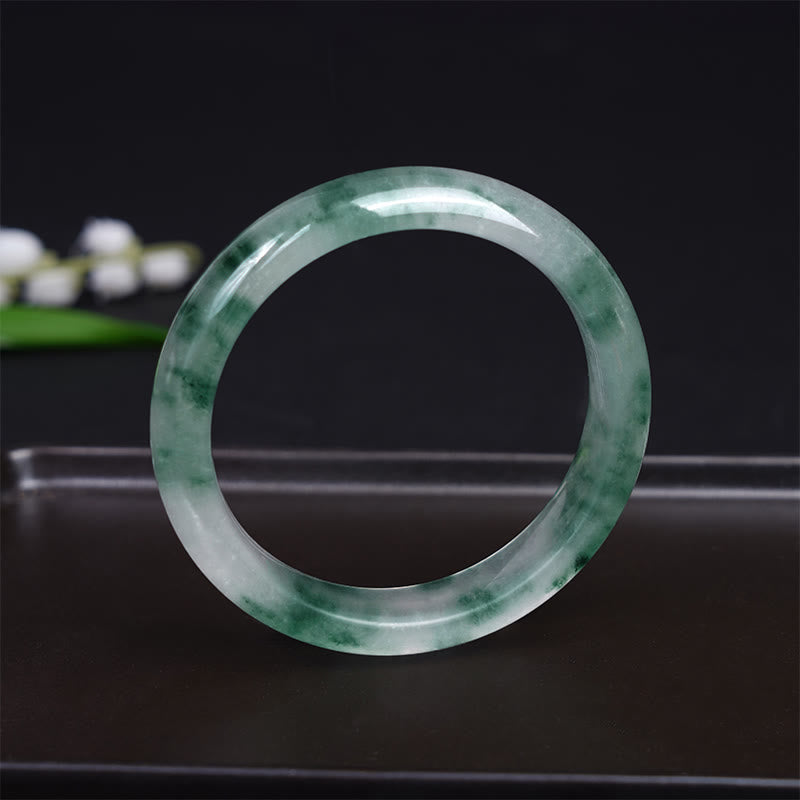 Buddha Stones Natural Jade Floating Flower Luck Bracelet Bangle - image 8