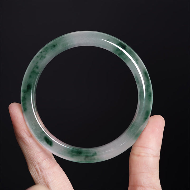 Buddha Stones Natural Jade Floating Flower Luck Bracelet Bangle - image 4
