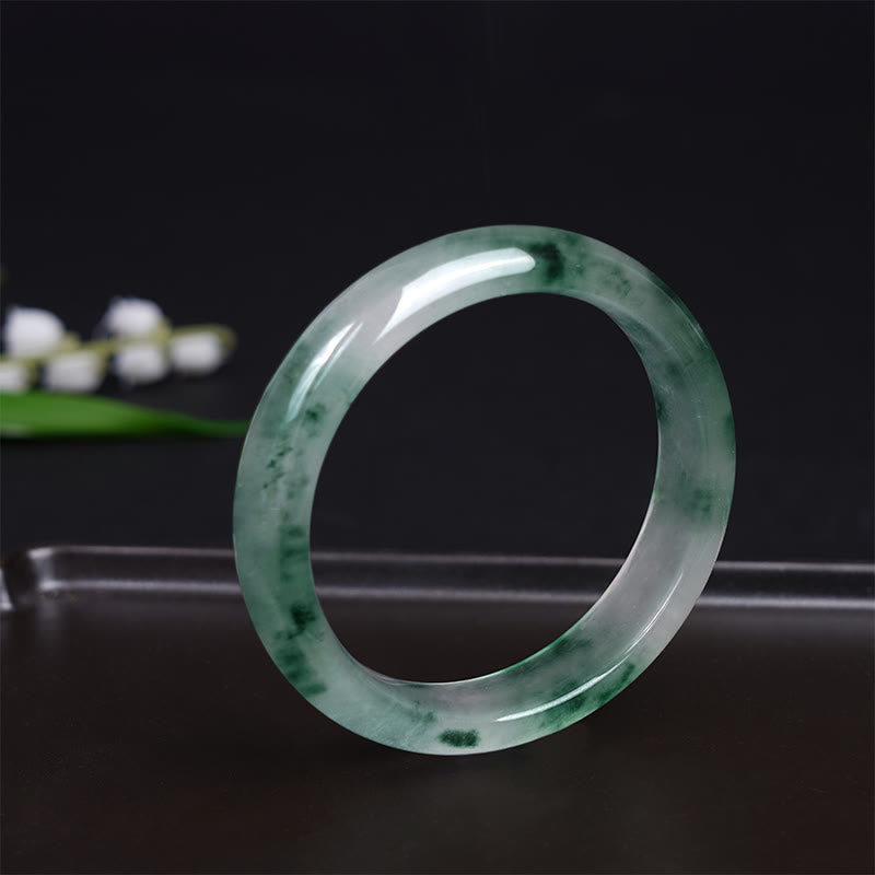 Buddha Stones Natural Jade Floating Flower Luck Bracelet Bangle - image 2