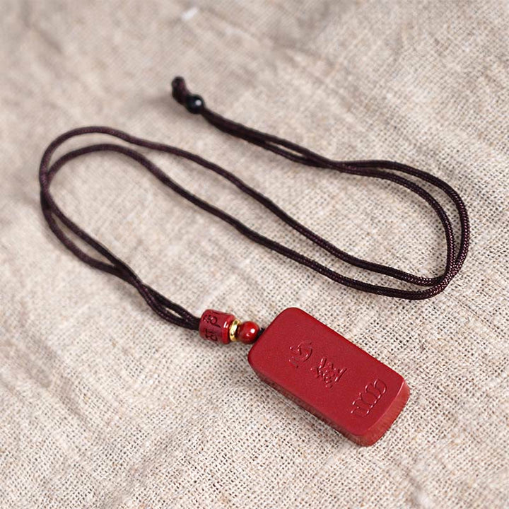 Buddha Stones Cinnabar Lotus Heart Sutra Engraved Blessing Rope Necklace Pendant - image 17