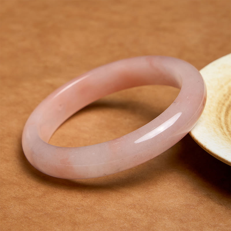 Buddha Stones Pink Golden Silk Jade Wealth Luck Bracelet Bangle - Flat - 60-62mm - image 0