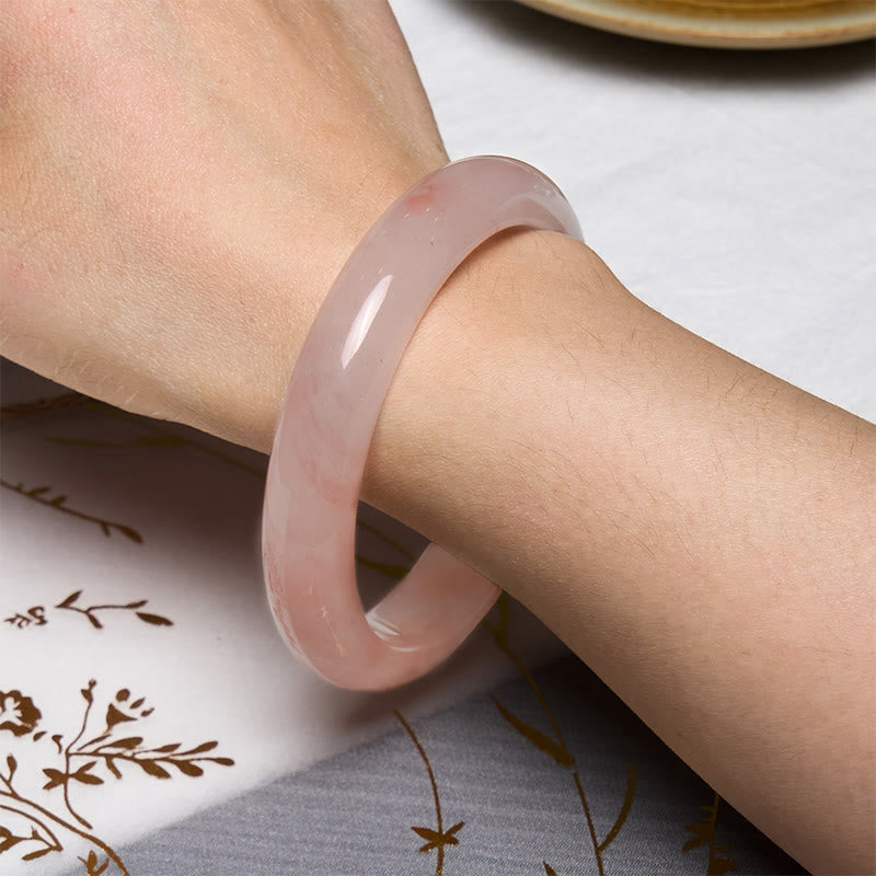 Buddha Stones Pink Golden Silk Jade Wealth Luck Bracelet Bangle - image 6