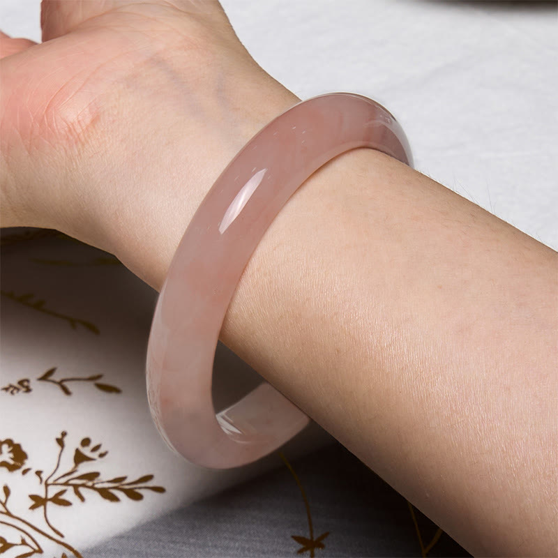 Buddha Stones Pink Golden Silk Jade Wealth Luck Bracelet Bangle - image 5