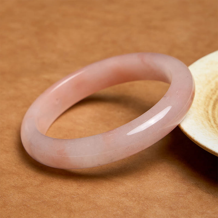 Buddha Stones Pink Golden Silk Jade Wealth Luck Bracelet Bangle - Flat - 60-62mm - image 1