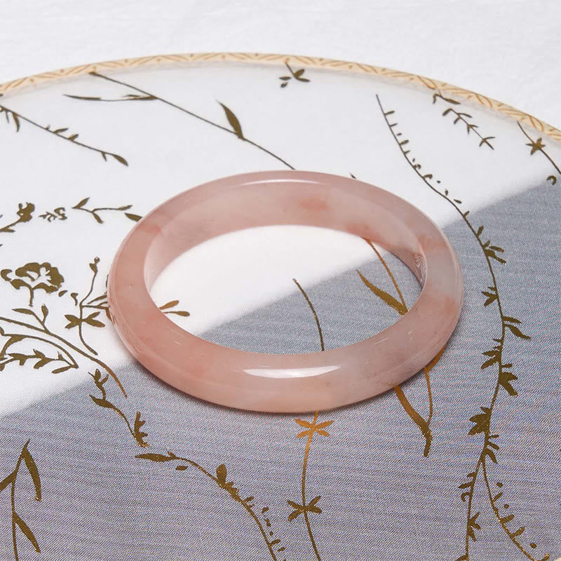 Buddha Stones Pink Golden Silk Jade Wealth Luck Bracelet Bangle - image 2