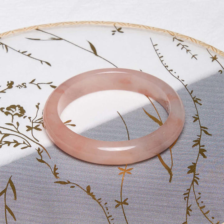 Buddha Stones Pink Golden Silk Jade Wealth Luck Bracelet Bangle - image 2