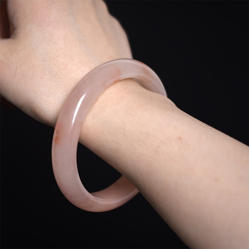 Buddha Stones Pink Golden Silk Jade Wealth Luck Bracelet Bangle - image 4