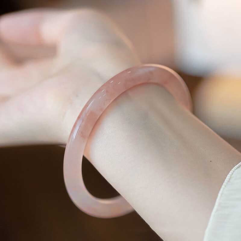 Buddha Stones Pink Golden Silk Jade Wealth Luck Bracelet Bangle - image 11