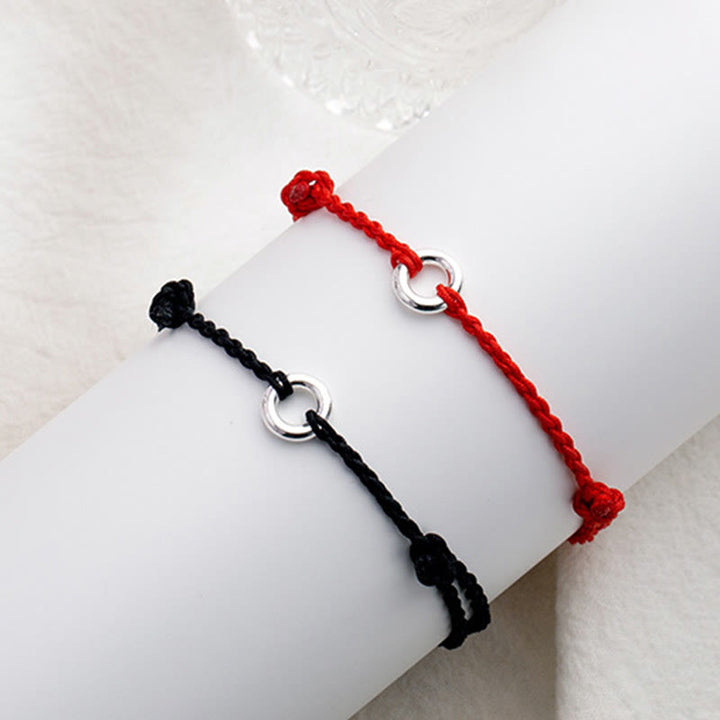 Buddha Stones 925 Sterling Silver Peace Buckle Luck String Braid Rope Anklet - image 14