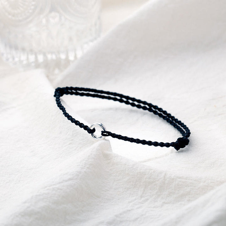 Buddha Stones 925 Sterling Silver Peace Buckle Luck String Braid Rope Anklet - image 12