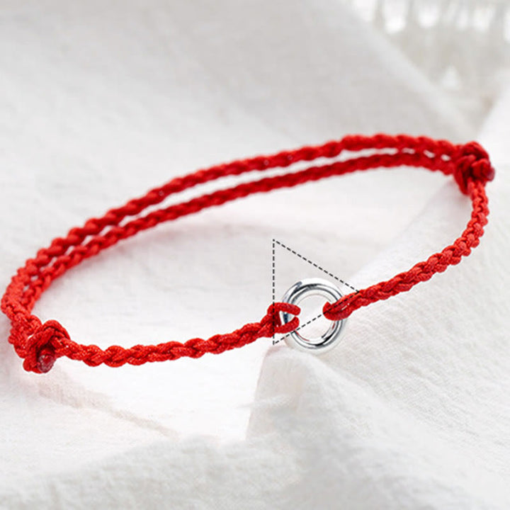 Buddha Stones 925 Sterling Silver Peace Buckle Luck String Braid Rope Anklet - image 4