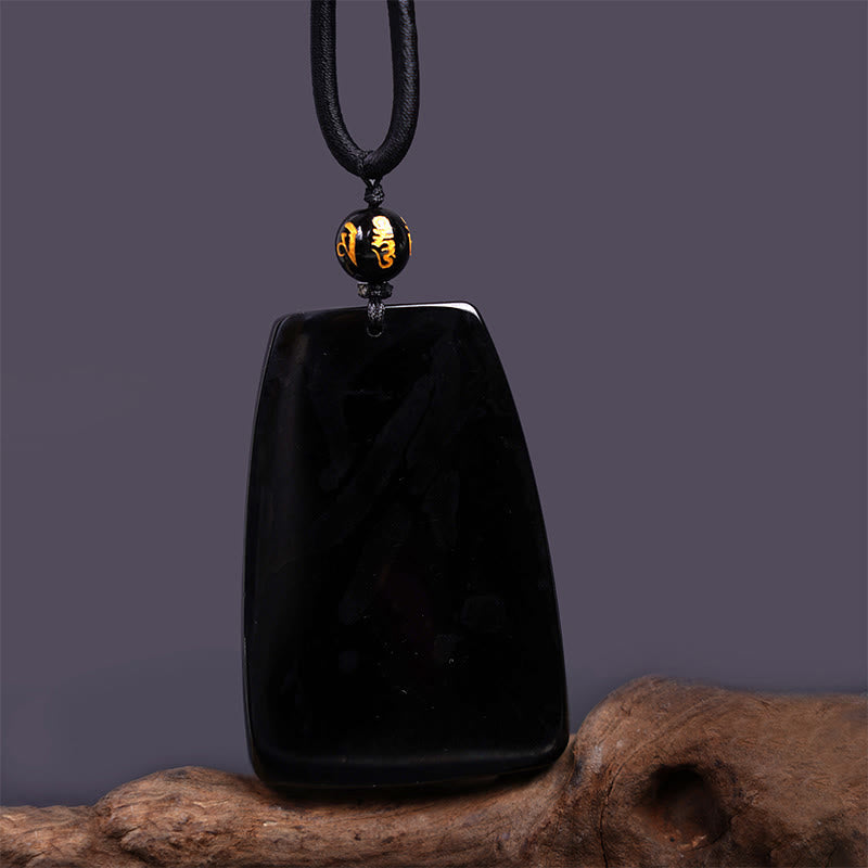 Buddha Stones Black Obsidian Dragon Carved Luck Protection Necklace Pendant - image 13