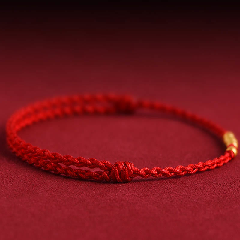 Buddha Stones 999 Gold Beads Luck Braided Protection Couple Bracelet - image 11