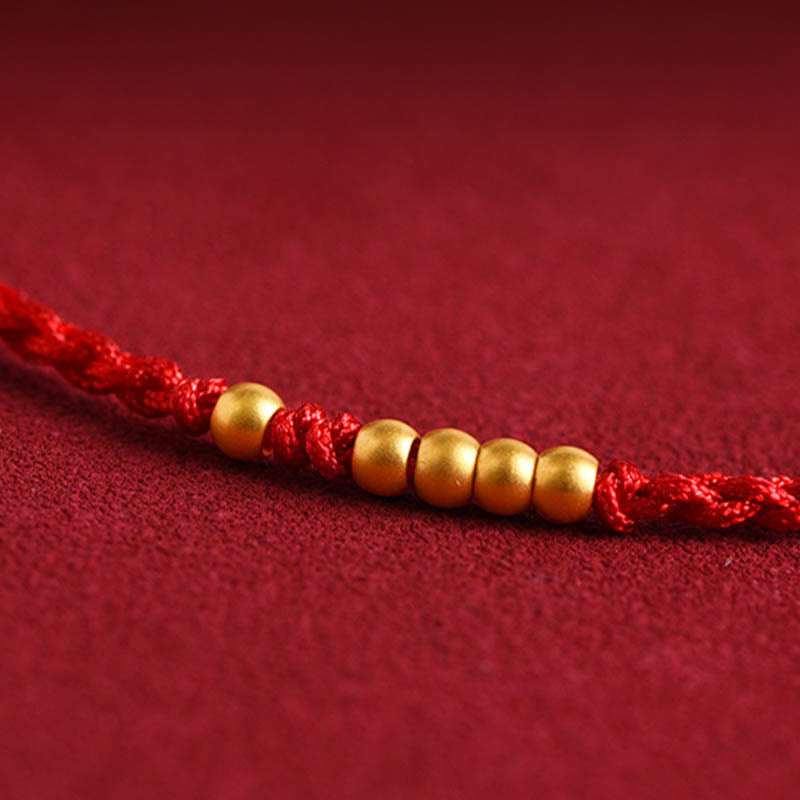 Buddha Stones 999 Gold Beads Luck Braided Protection Couple Bracelet - image 12