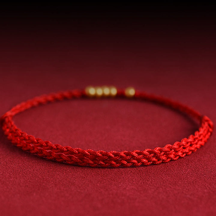 Buddha Stones 999 Gold Beads Luck Braided Protection Couple Bracelet - image 7